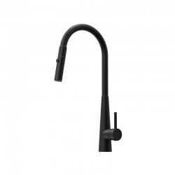 matt black kitchen mixer tap with pull out spray